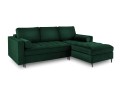 Narożna sofa z funkcją spania Santo aksamit butelkowa zieleń nóżki czarne