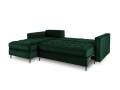 Narożna sofa z funkcją spania Santo aksamit butelkowa zieleń nóżki czarne