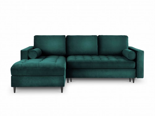 Narożna sofa z funkcją spania Santo aksamit morski nóżki czarne