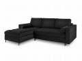 Narożna sofa z funkcją spania Santo aksamit czarna nóżki retro