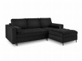 Narożna sofa z funkcją spania Santo aksamit czarna nóżki retro