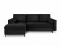 Narożna sofa z funkcją spania Santo aksamit czarna nóżki retro