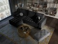 Narożna sofa z funkcją spania Santo aksamit czarna nóżki retro