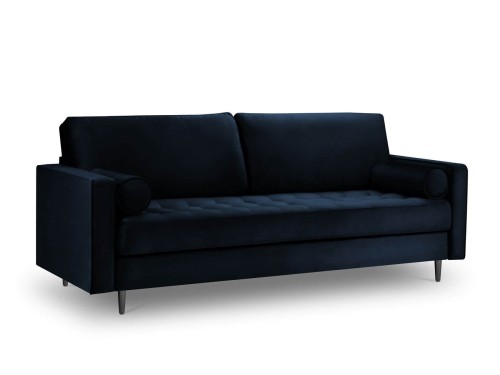 Sofa trzyosobowa pikowana Santo aksamit granatowa nóżki czarne