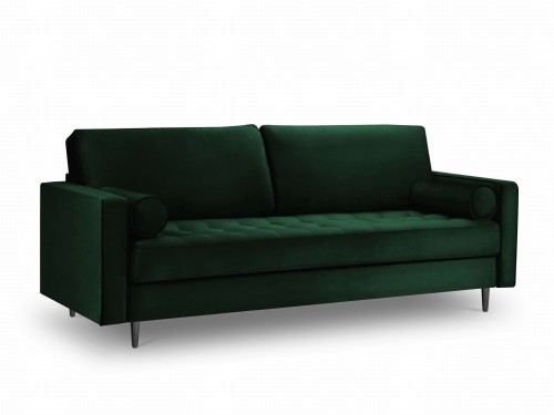 Sofa trzyosobowa Santo aksamit butelkowa zieleń nóżki czarne