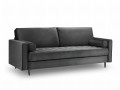 Sofa trzyosobowa Santo aksamit ciemno szara na czarnych nóżkach