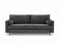 Sofa trzyosobowa Santo aksamit ciemno szara na czarnych nóżkach