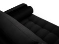 Sofa trzyosobowa pikowana Santo aksamit czarna nóżki retro