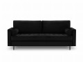 Sofa trzyosobowa pikowana Santo aksamit czarna nóżki retro