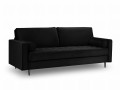 Sofa trzyosobowa pikowana Santo aksamit czarna nóżki retro