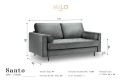 Sofa dwuosobowa Santo aksamit granatowa nogi czarne