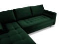 Narożna sofa pikowana Santo aksamit butelkowa zieleń nóżki czarne
