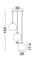 Szklana lampa wisząca potrójna dymiona kula Repos