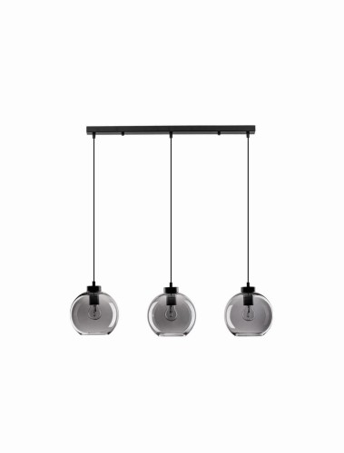 Szklana lampa wisząca potrójna dymione kule prosta Repos