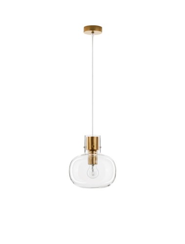 Szklana lampa wisząca transparentna płaska kula Padre