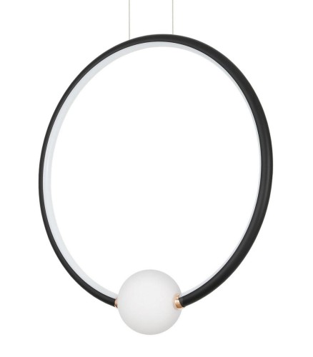 Czarna lampa wisząca pionowy ring Fria