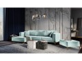 Sofa narożna Luis aksamit miętowa na złotych nóżkach