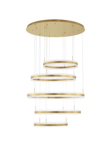 Nowoczesna lampa wisząca Colima złote ringi 