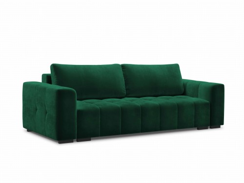 Rozkładana sofa 3-osobowa Luca pikowana butelkowa zieleń aksamit