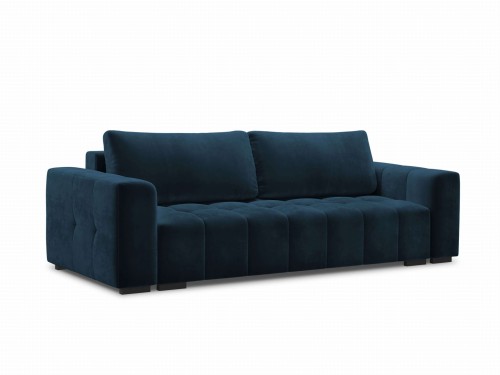 Rozkładana sofa 3-osobowa Luca pikowana granatowy aksamit