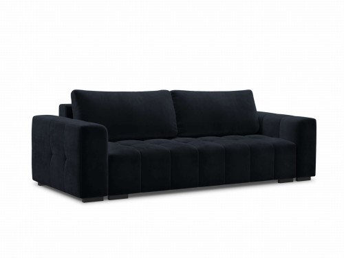 Rozkładana sofa 3-osobowa Luca pikowana ciemny granatowy aksamit