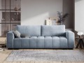 Rozkładana sofa 3-osobowa Luca pikowana szaro błękitny aksamit