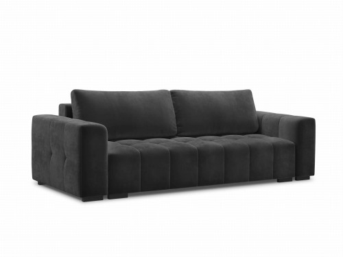 Rozkładana sofa 3-osobowa Luca pikowana grafitowy aksamit