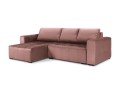 Narożnik z funkcją spania Luca pikowany różowy aksamit