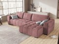 Narożnik z funkcją spania Luca pikowany różowy aksamit