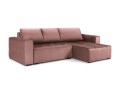 Narożnik z funkcją spania Luca pikowany różowy aksamit