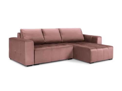 Narożnik z funkcją spania Luca pikowany różowy aksamit