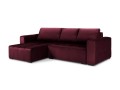 Narożnik z funkcją spania Luca pikowany bordowy aksamit