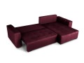 Narożnik z funkcją spania Luca pikowany bordowy aksamit
