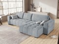 Narożnik z funkcją spania Luca pikowany szaro błękitny aksamit