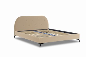 Łóżko tapicerowane boucle ciemny beż Akila