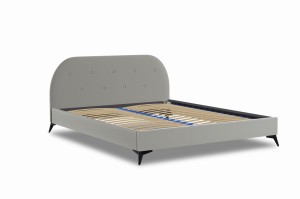 Łóżko tapicerowane boucle ciemny szary Akila