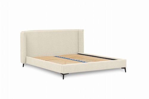 Łóżko tapicerowane boucle jasny beż Folla