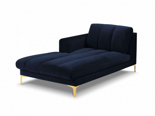 Szezlong Gina do salonu granatowy aksamit na złotych nóżkach