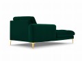 Szezlong Gina do salonu butelkowa zieleń aksamit na złotych nóżkach