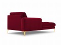 Szezlong Gina do salonu czerwony aksamit na złotych nóżkach