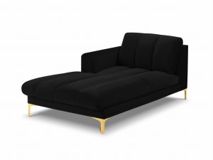 Szezlong Gina do salonu czarny aksamit na złotych nóżkach