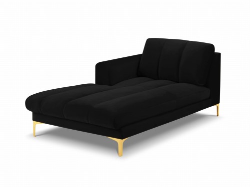Szezlong Gina do salonu czarny aksamit na złotych nóżkach