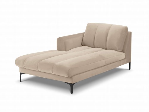 Szezlong Gina do salonu beżowy aksamit na czarnych nóżkach
