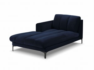 Szezlong Gina do salonu granatowy aksamit na czarnych nóżkach
