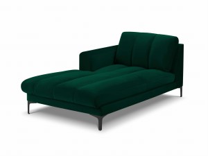Szezlong Gina do salonu butelkowa zieleń aksamit na czarnych nóżkach