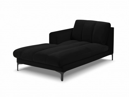 Szezlong Gina do salonu czarny aksamit na metalowych nóżkach