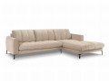 Duży narożnik Gina beżowy aksamit na czarnych nóżkach