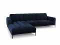 Duży narożnik Gina granatowy aksamit na czarnych nóżkach