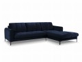 Duży narożnik Gina granatowy aksamit na czarnych nóżkach