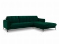Duży narożnik Gina butelkowa zieleń aksamit na czarnych nóżkach